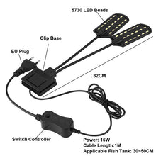 Load image into Gallery viewer, Aquarium LED Lighting Aquatic Plant Slim Clip-on Fish Tank Light EU Plug 15W Blue White Light 5730 LED Aquarium Plant Grow Light